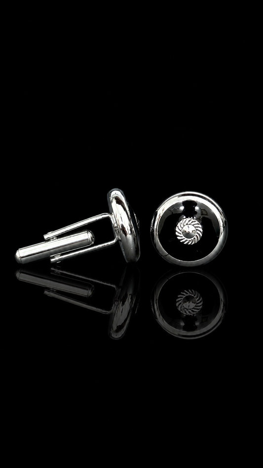 Midnight Orbit Black Enamel Cufflinks