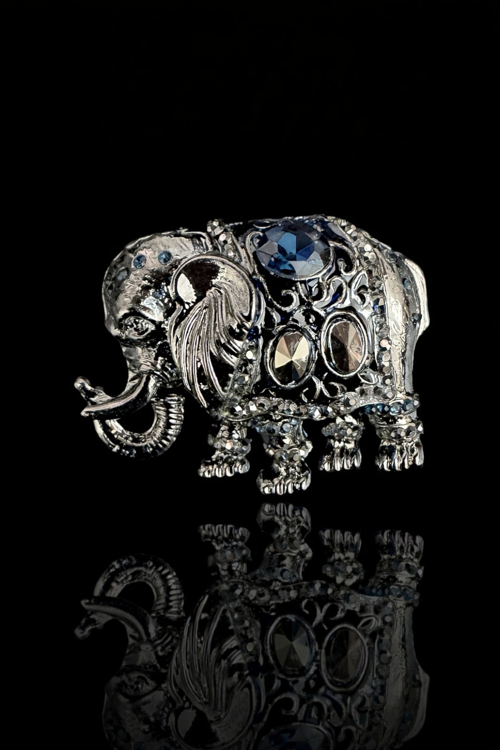 Midnight Regal Elephant Brooch