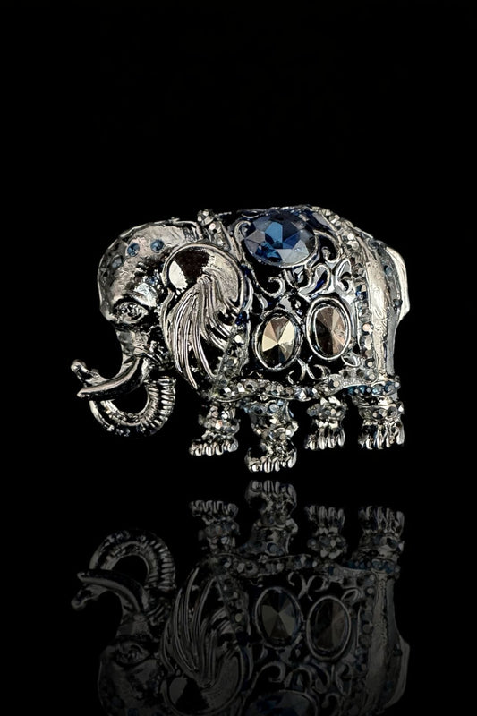 Midnight Regal Elephant Brooch