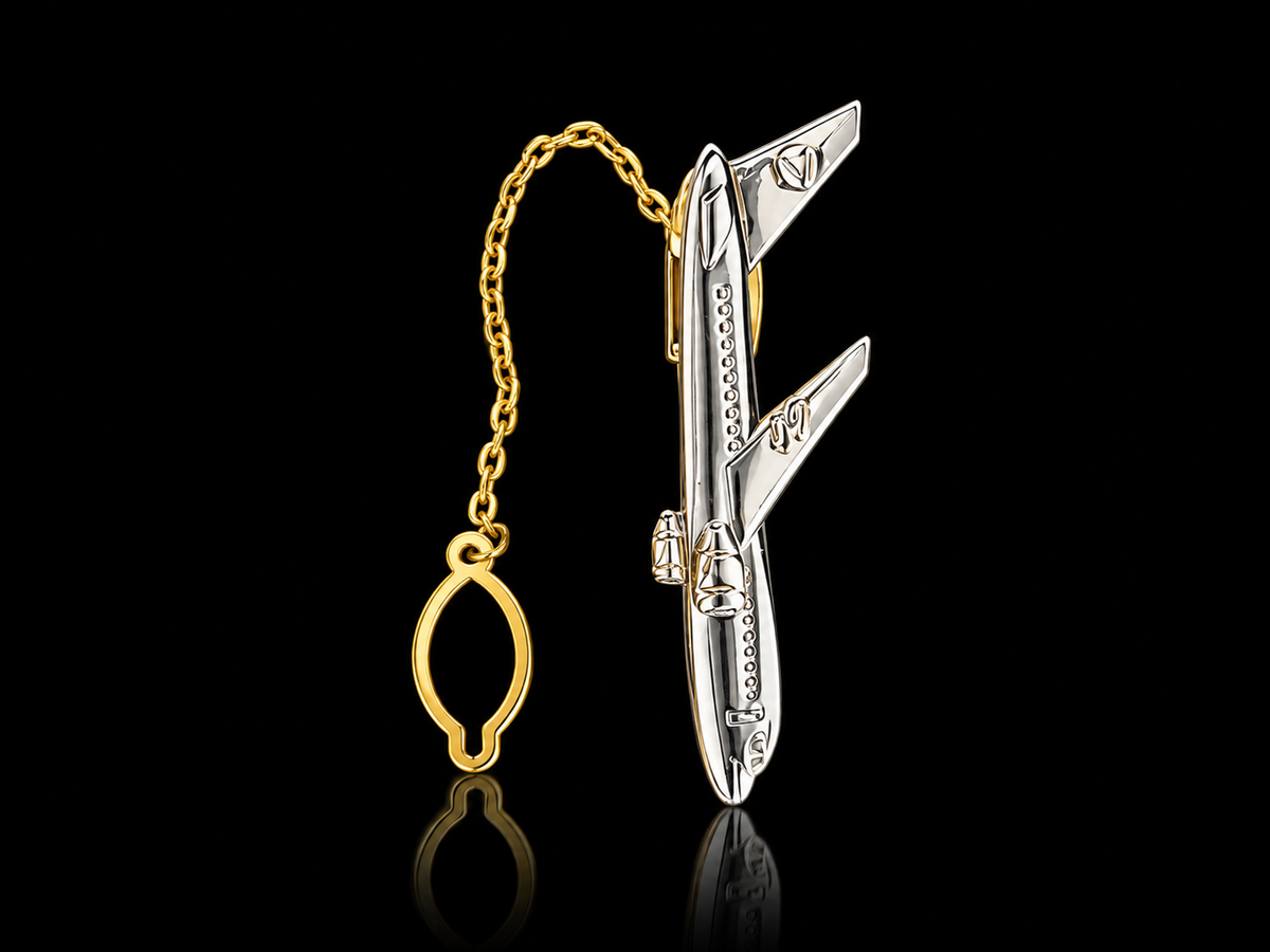 Aeroplane Tie Pin with Chain