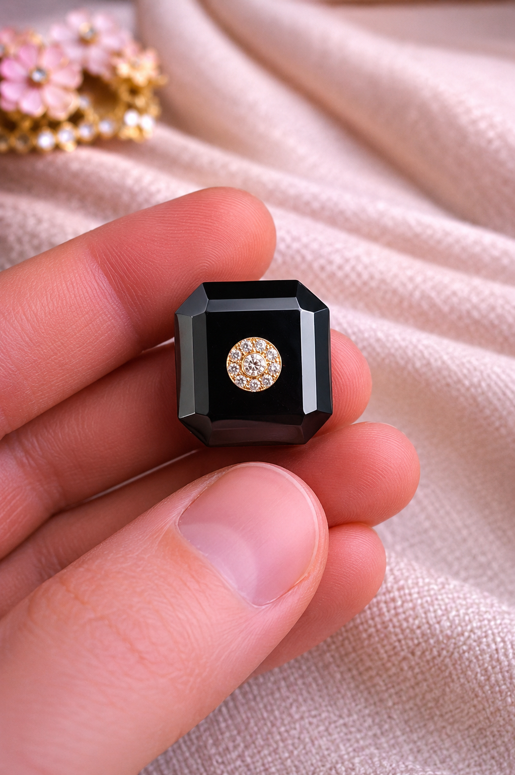 Royale Crystal Square Bandhgala Button