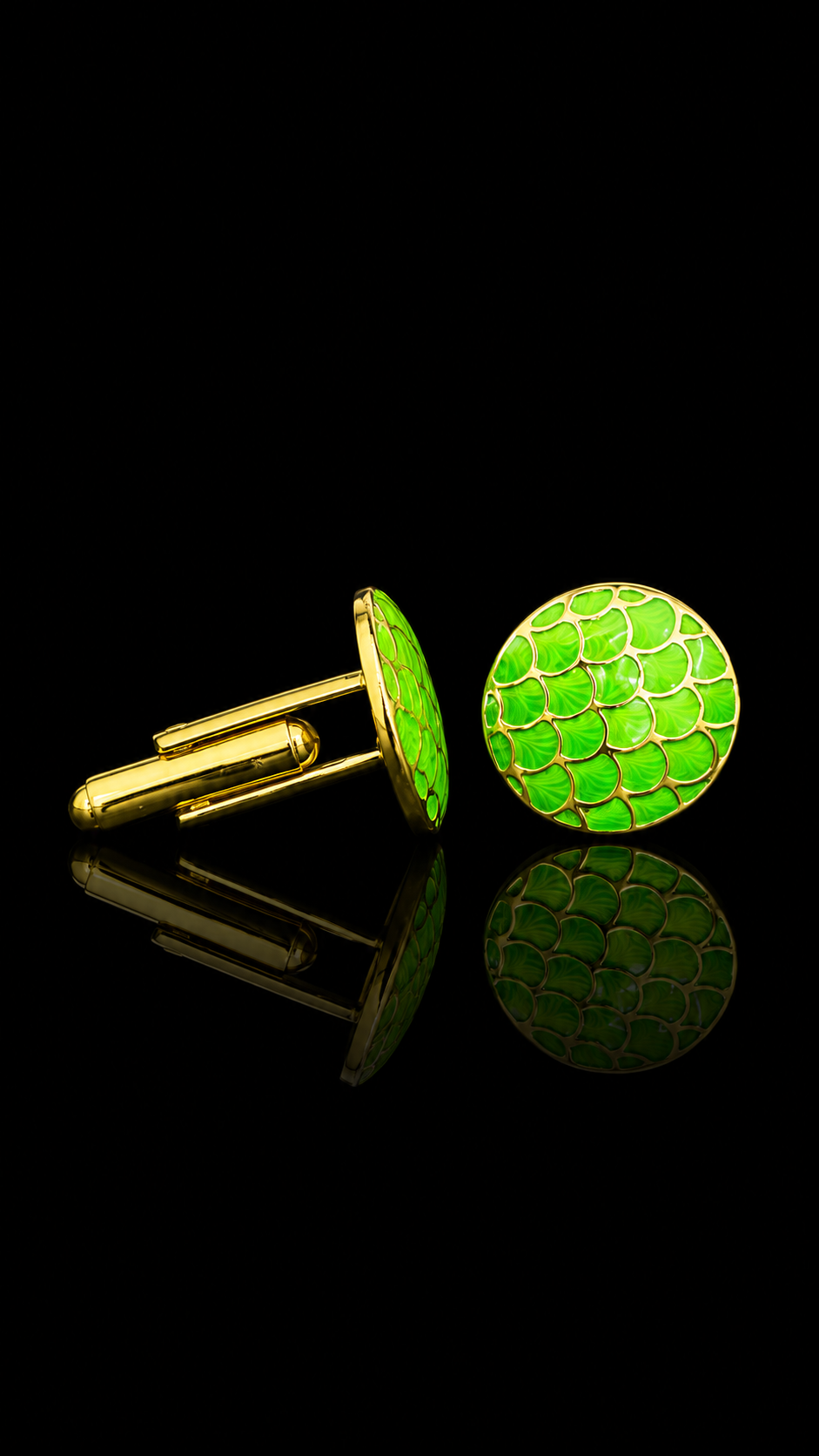 Royal Vermilion Fan Enamel Cufflinks