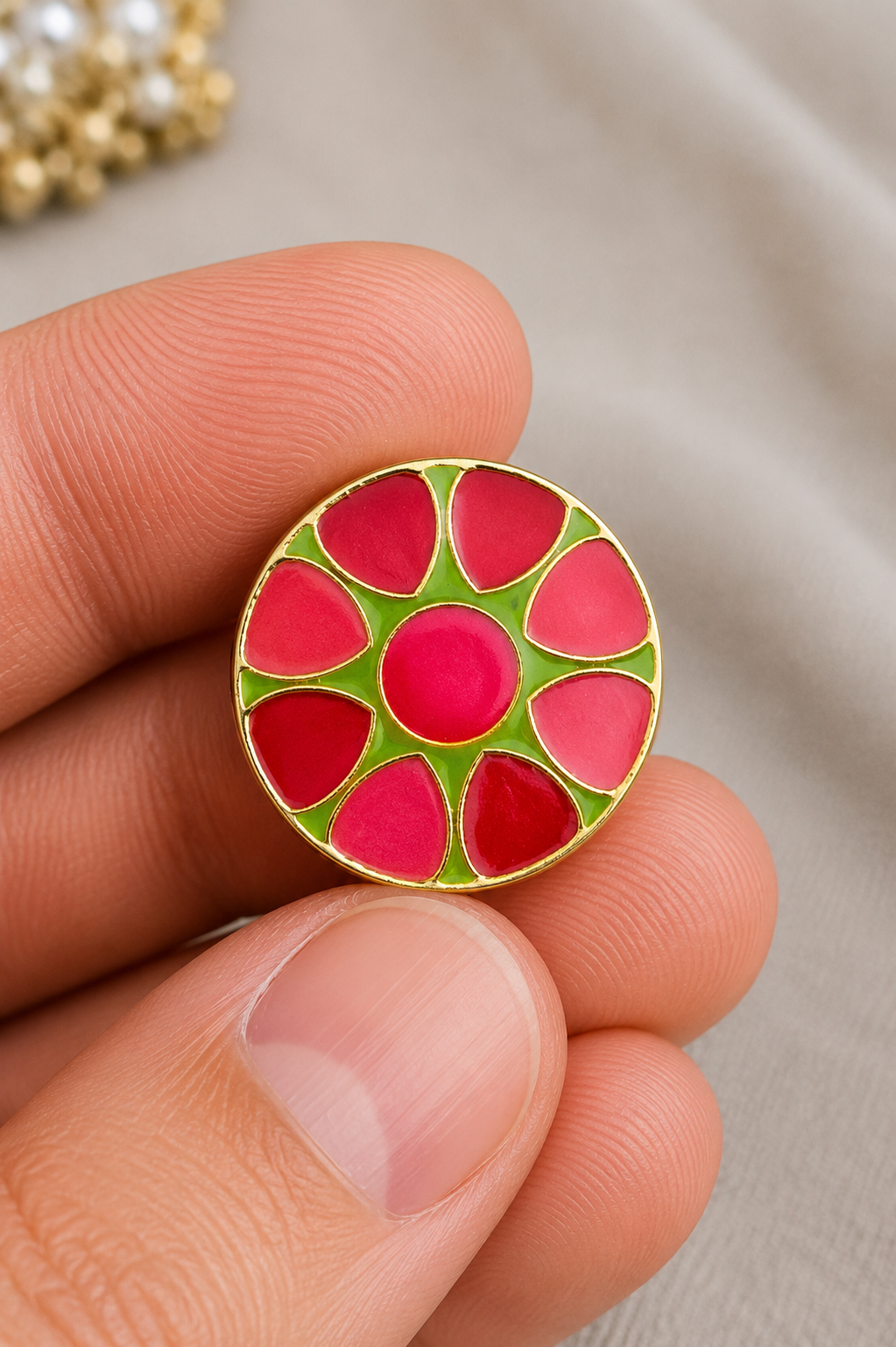 Noir Petal Bandhgala Button