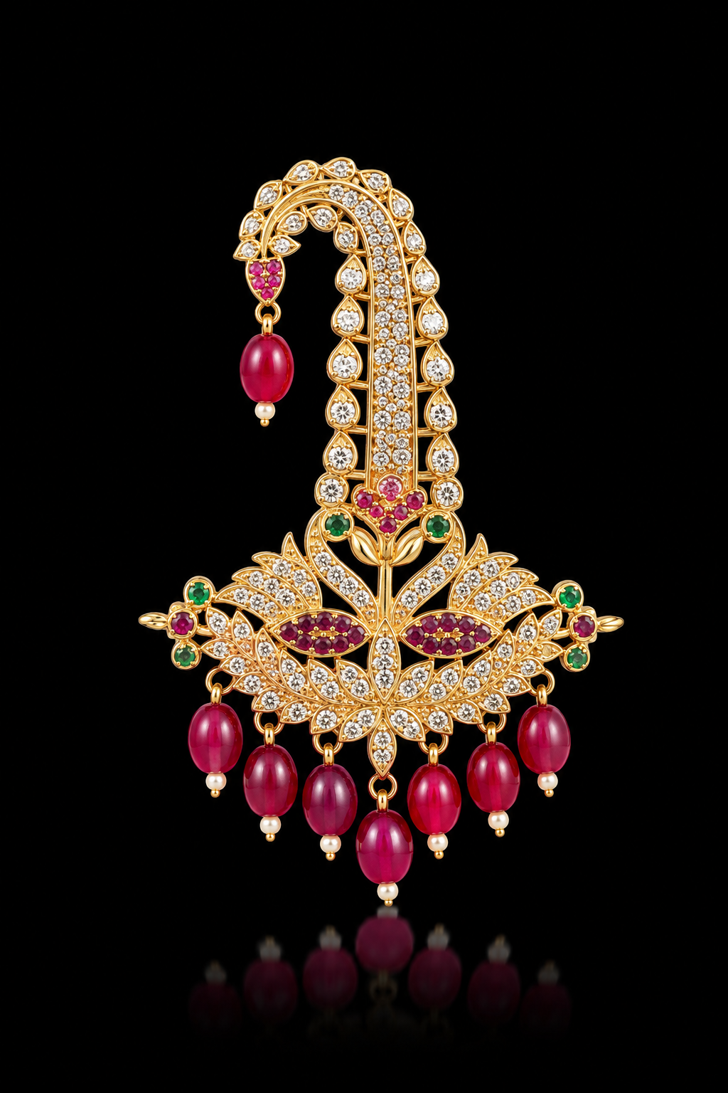 Royal Ruby & Diamond Floral Kalingi Sarpech