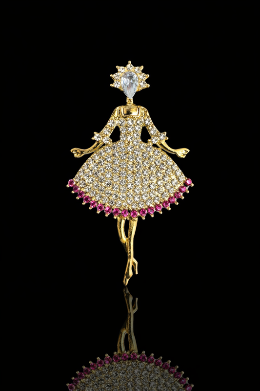 Crystal Ballerina Dress Brooch
