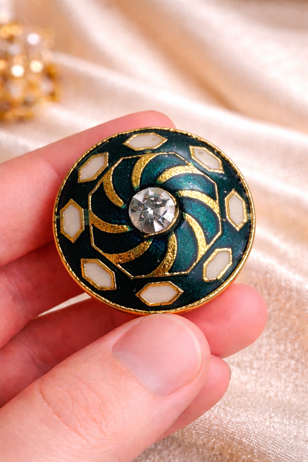 Crimson Vortex Stone Bandhgala Button