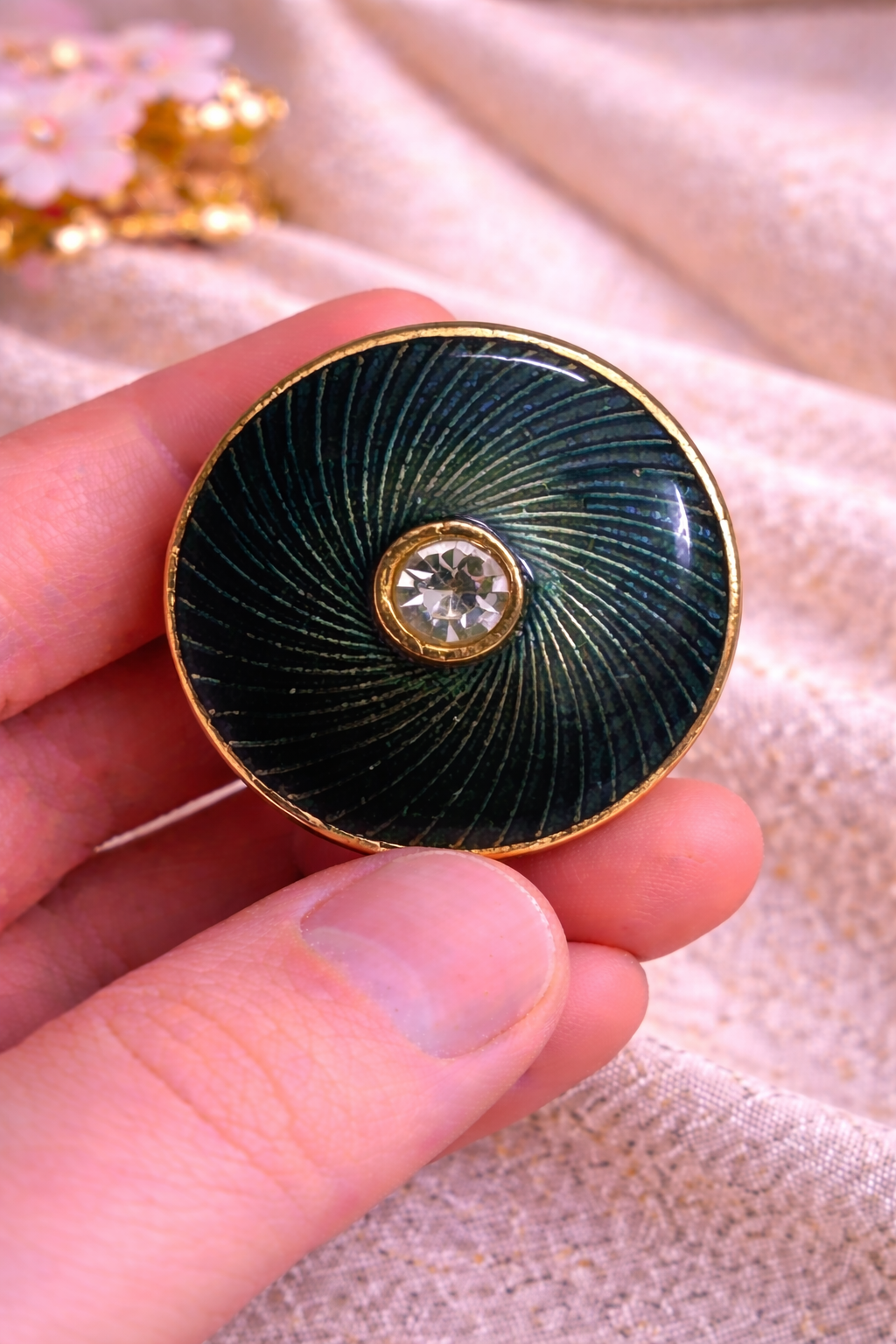 Midnight Spiral Crystal Bandhgala Button