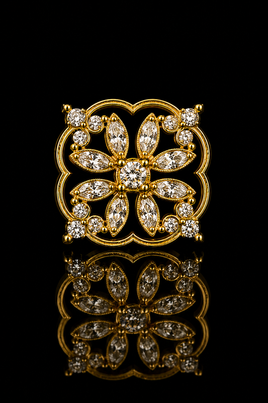 Crystal Bloom Square Lapel Pin