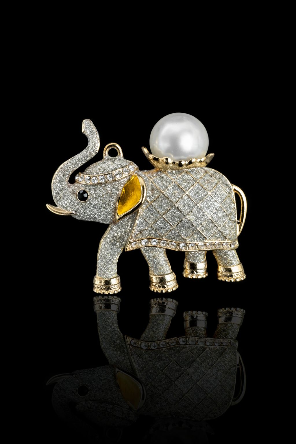 Pearl Crest Elephant Brooch