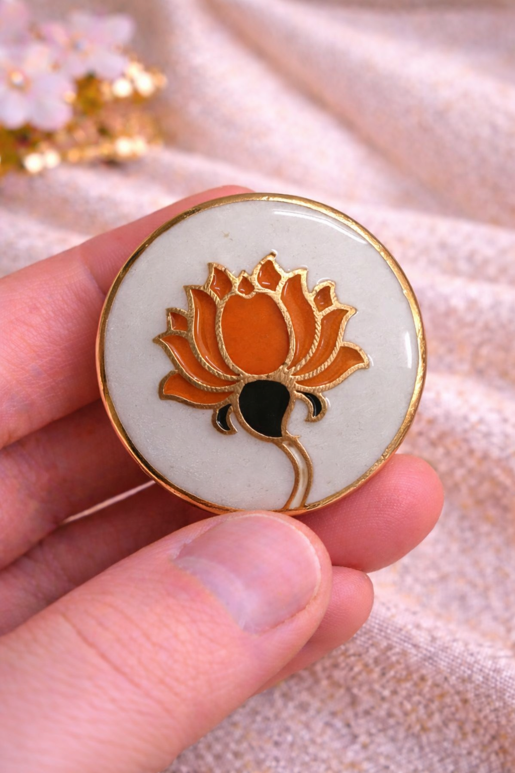 Lotus Emblem Bandhgala Button