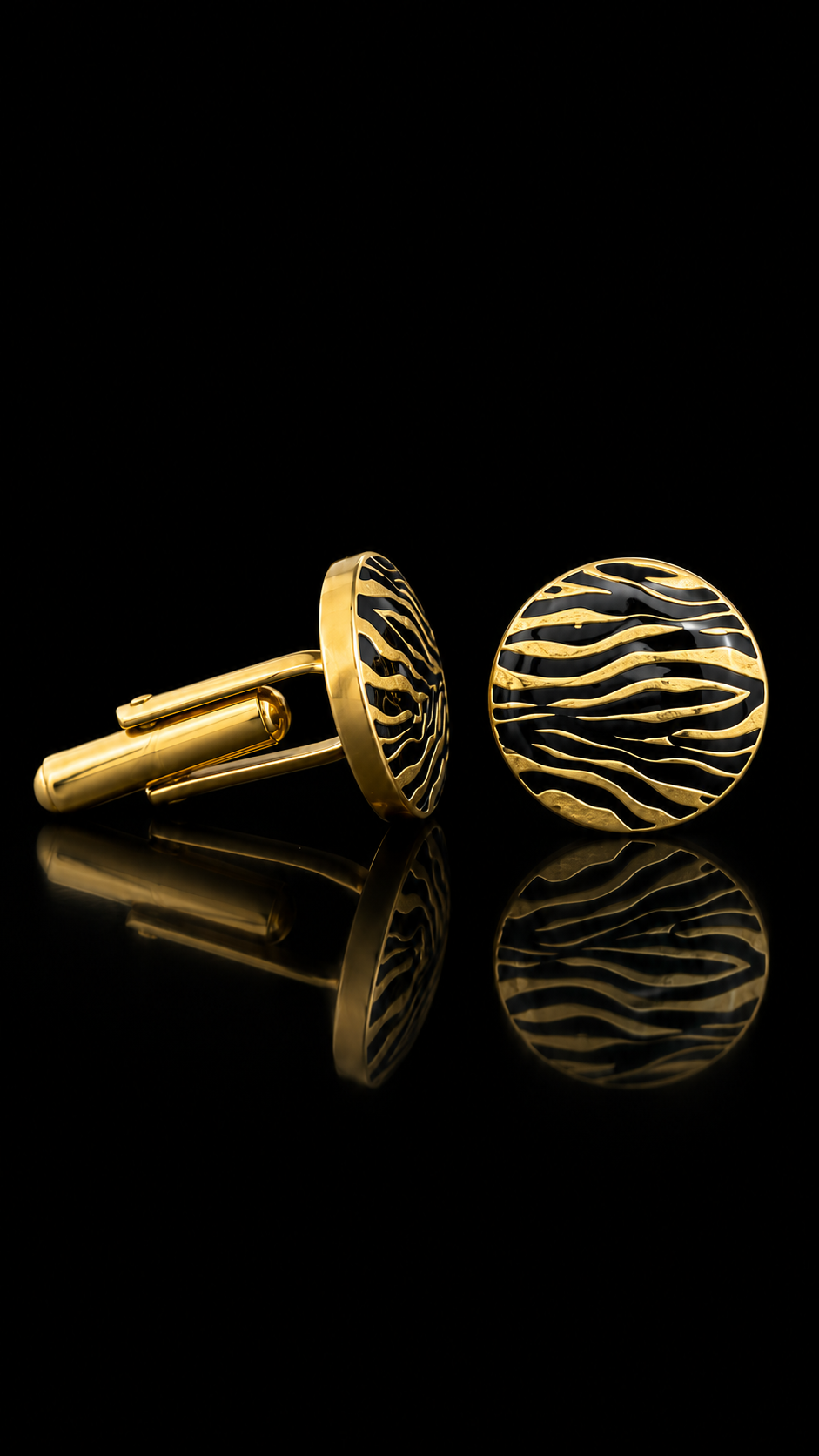 Golden Zebra Enamel Cufflinks