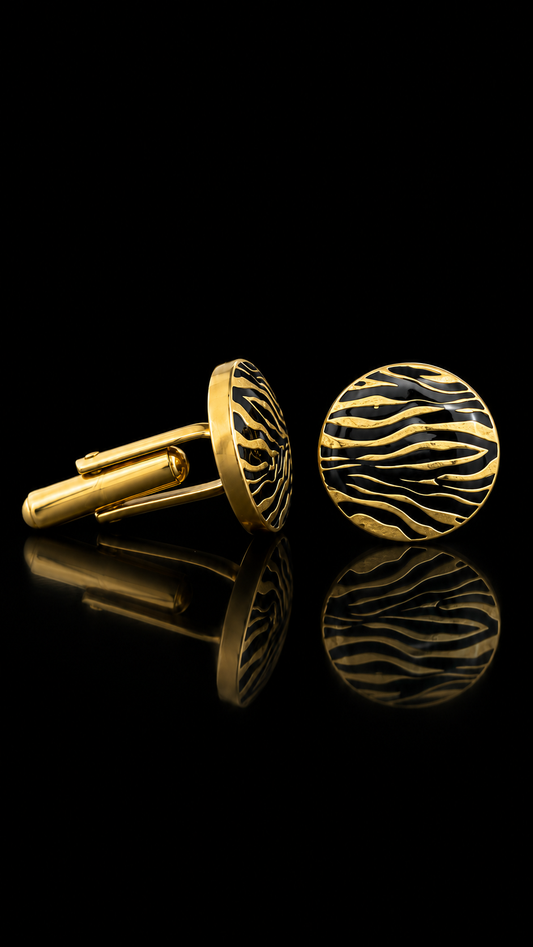 Golden Zebra Enamel Cufflinks