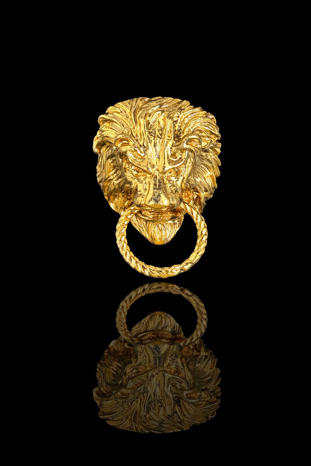 Regal Lion Door-Knocker Brooch