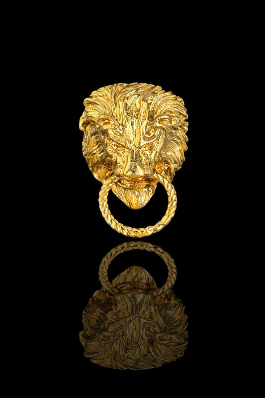 Regal Lion Door-Knocker Brooch
