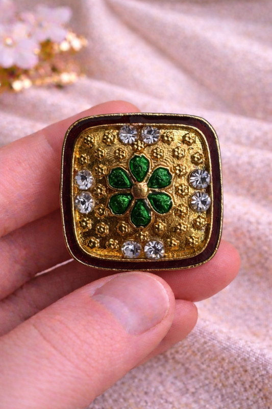 Emerald Royale Square Bandhgala Button
