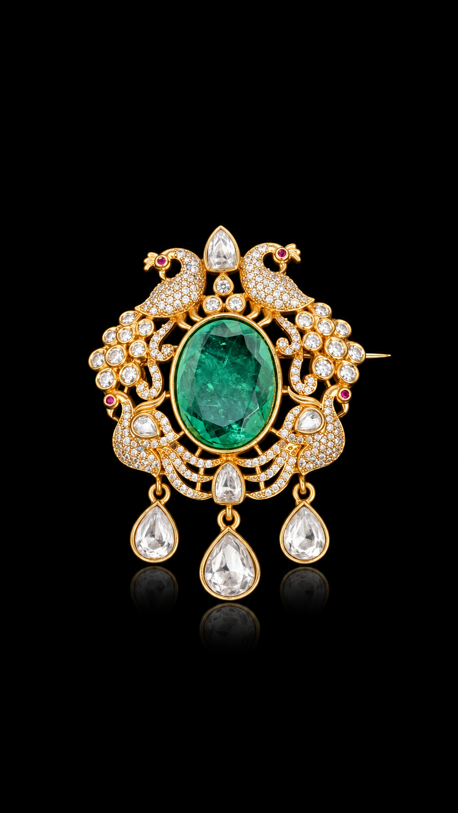 Royal Peacock Crystal Drop Brooch