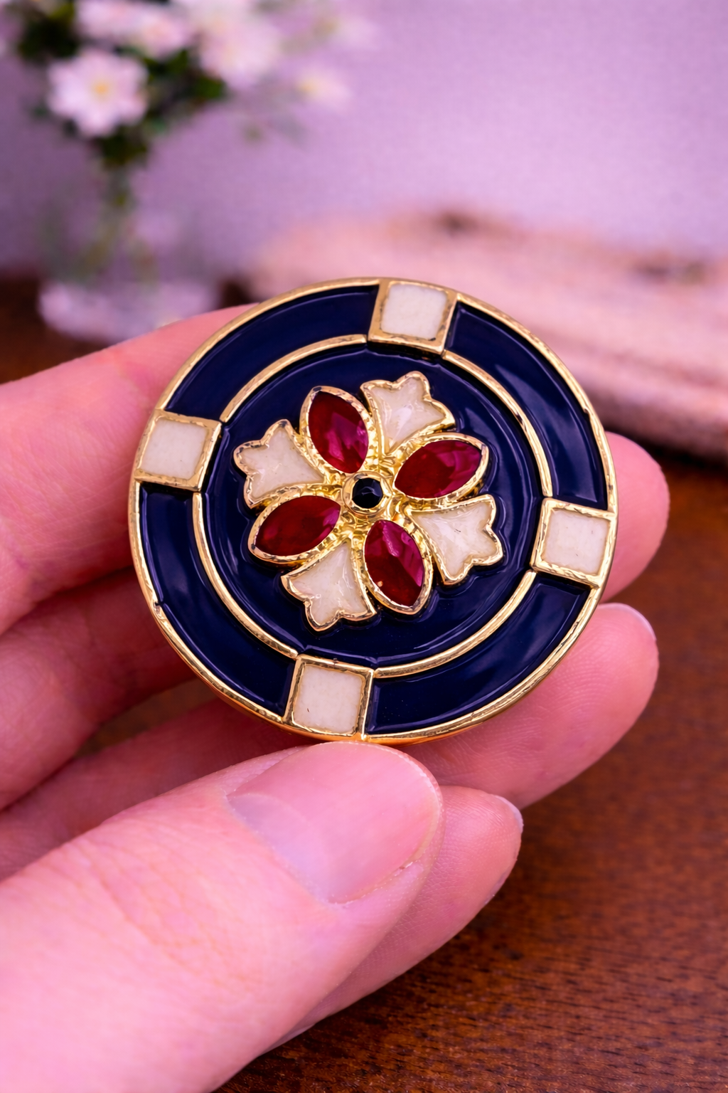 Midnight Opal Bloom Bandhgala Button