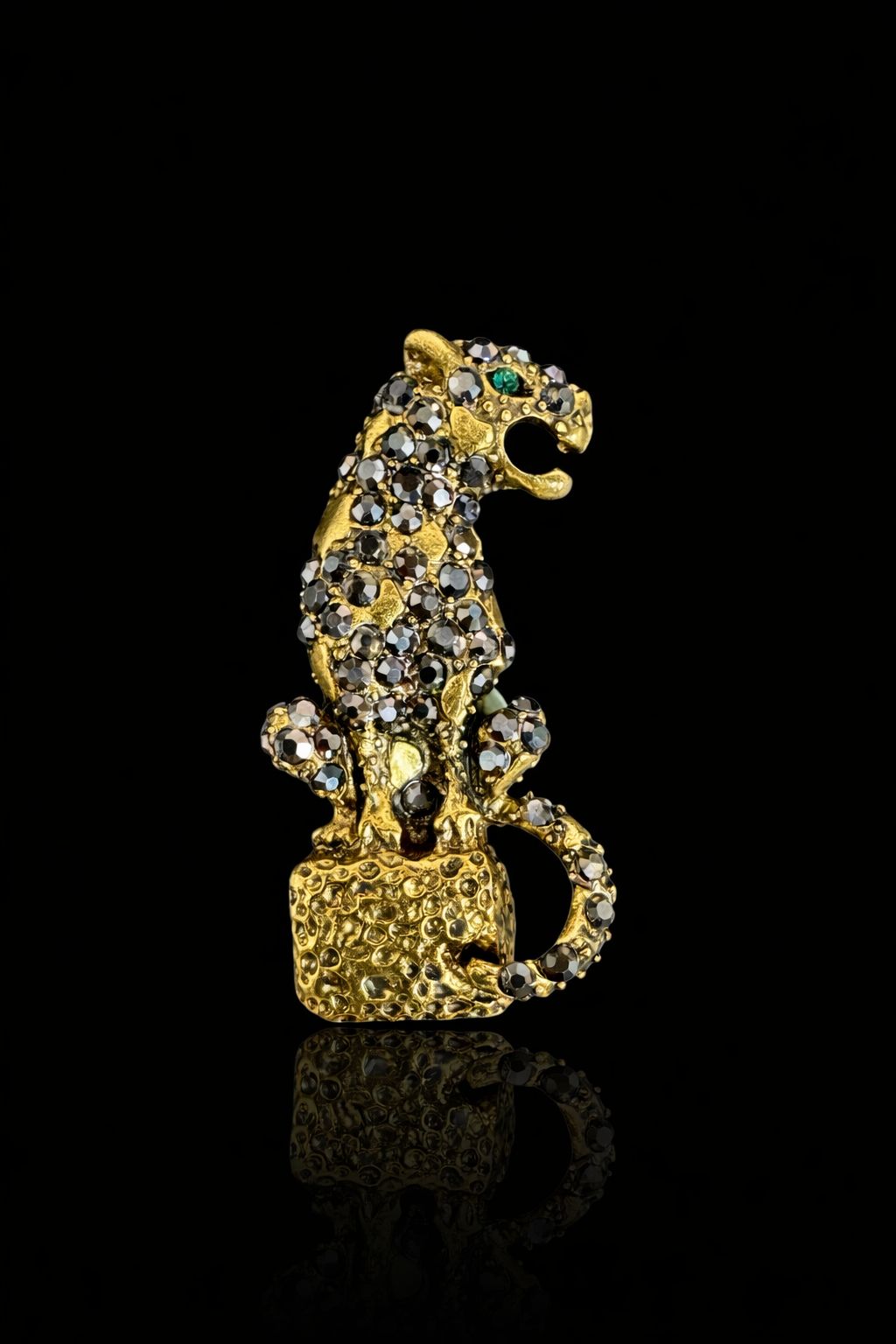 Emerald Sentinel Panther Brooch