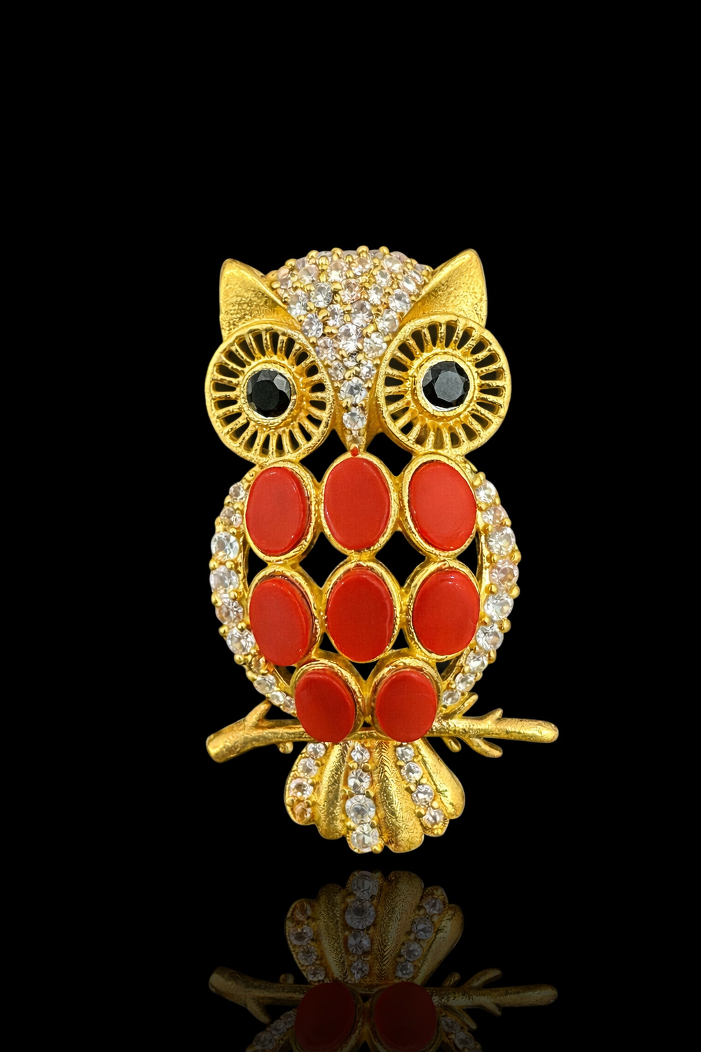 Royal Owl Crystal Brooch
