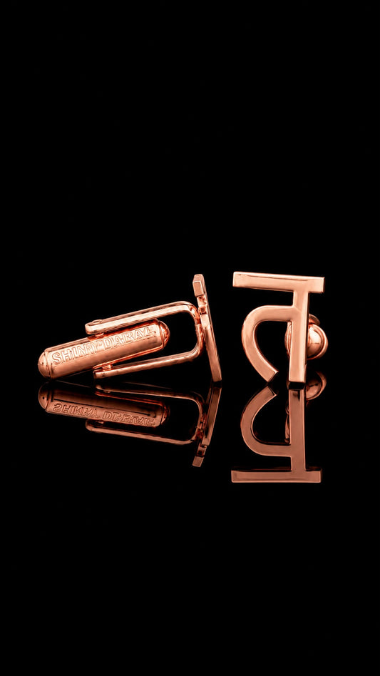 Rajputana Initial "त" Rose Gold Cufflinks