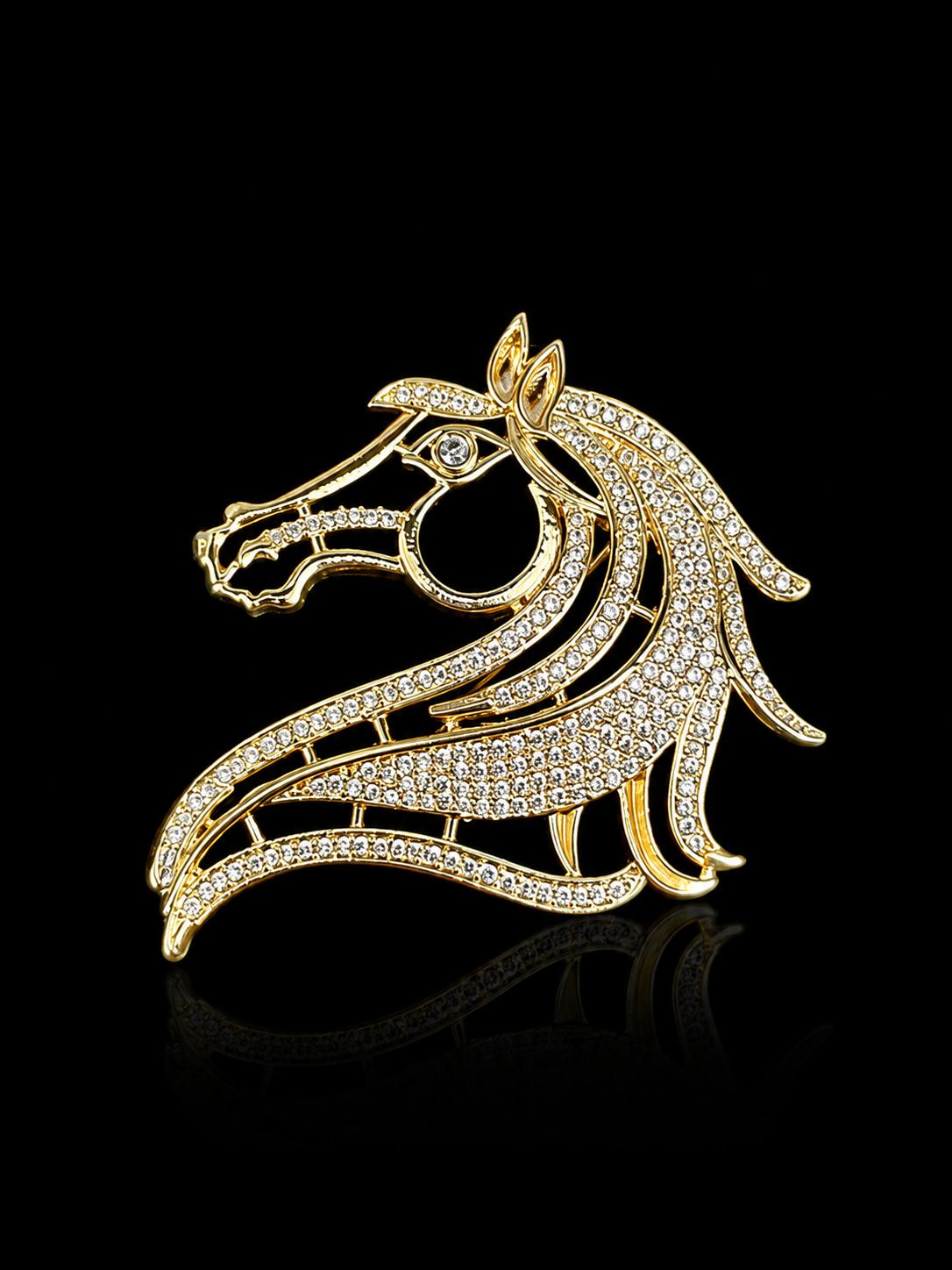 Regal Stallion Brass Brooch