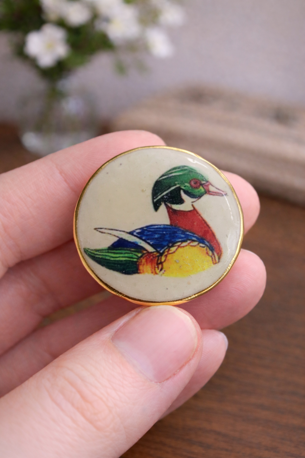 Rajwada Bird - Hand-Painted Bandhgala Button