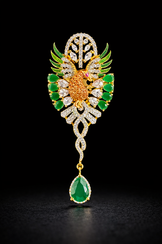 Regal Peacock Cascade Brooch