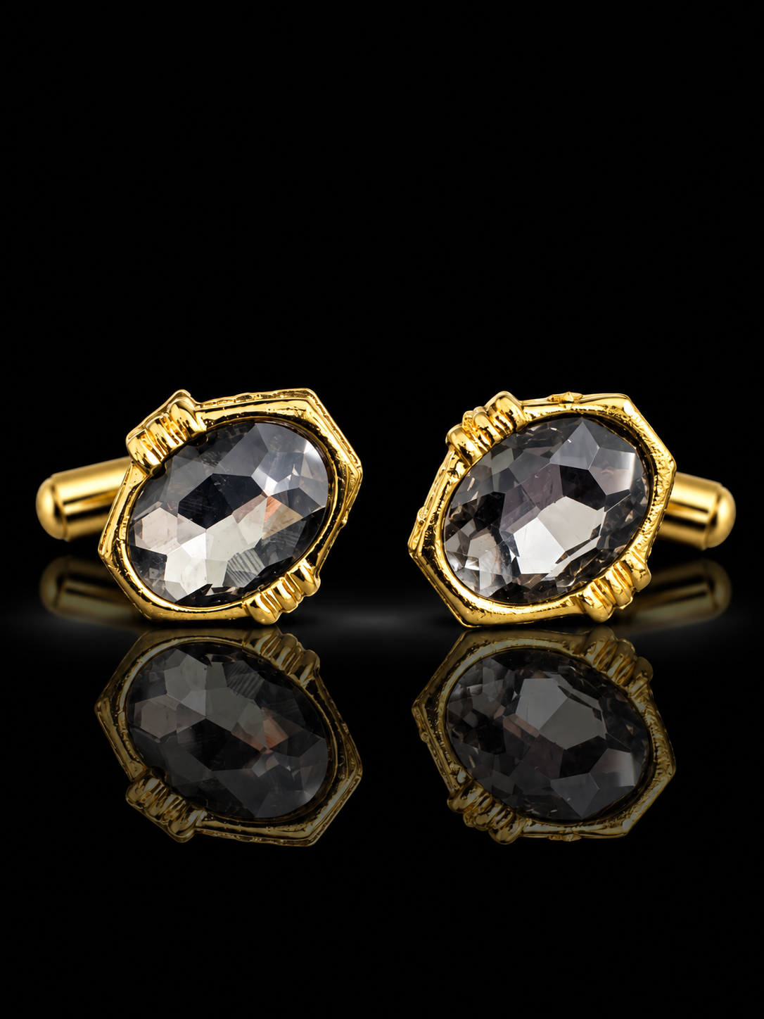 Midnight Crystal Gold Cufflinks