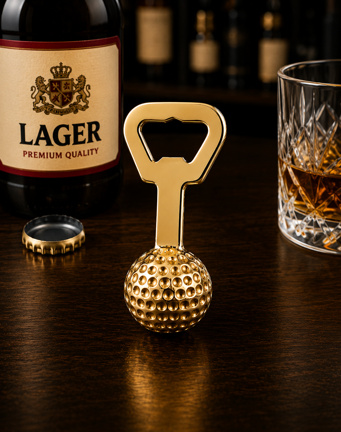 Golden Golf Corkscrew Bottle Opener Set