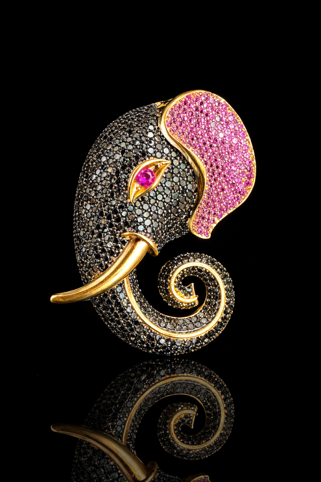 Regal Elephant Crystal Brooch