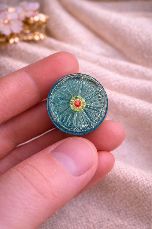 Aqua Petal Heritage Bandhgala Button
