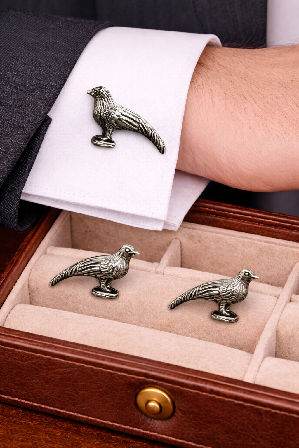 Silver Pheasant Cufflinks
