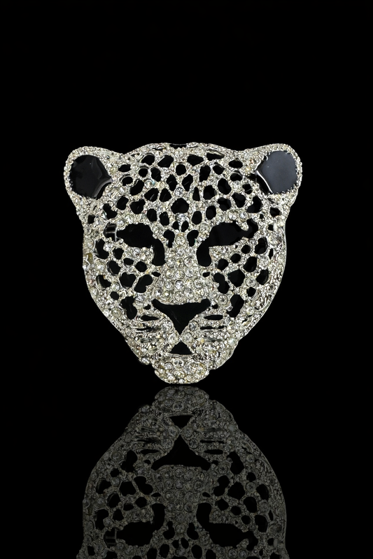Regal Leopard Crystal Brooch