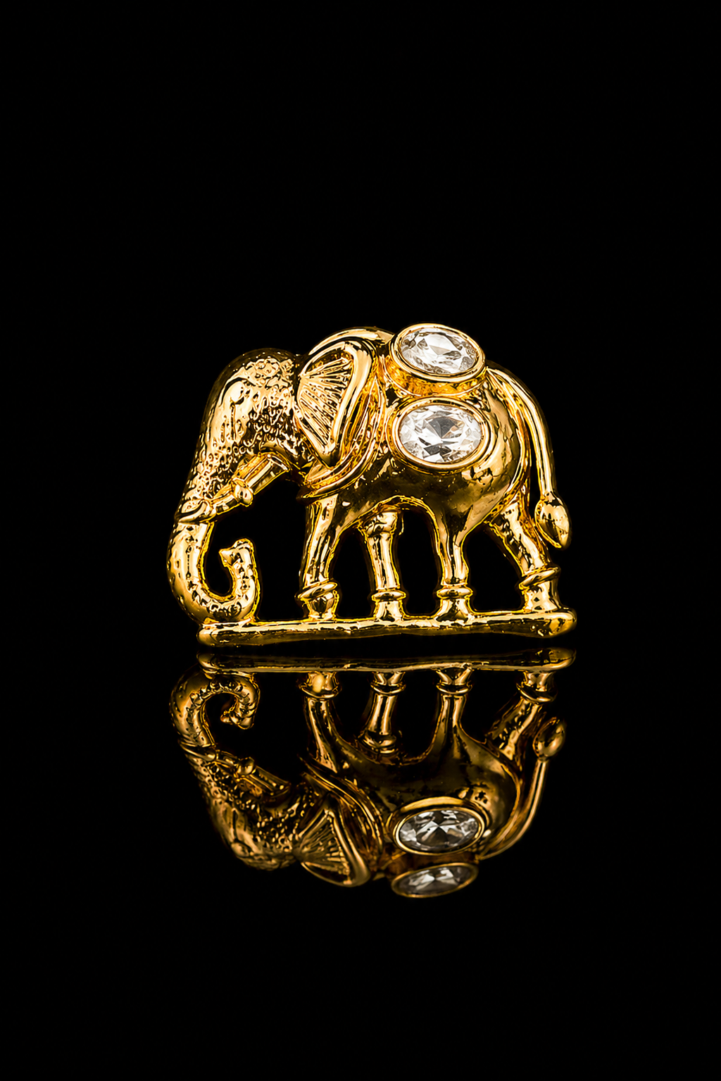 Golden Crystal Elephant Lapel Pin