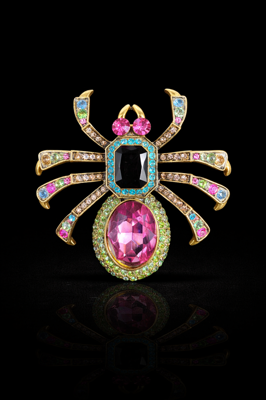Jeweled Arachnid Statement Brooch