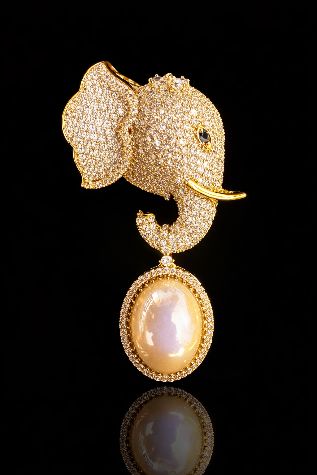 Majestic Elephant Drop Brooch
