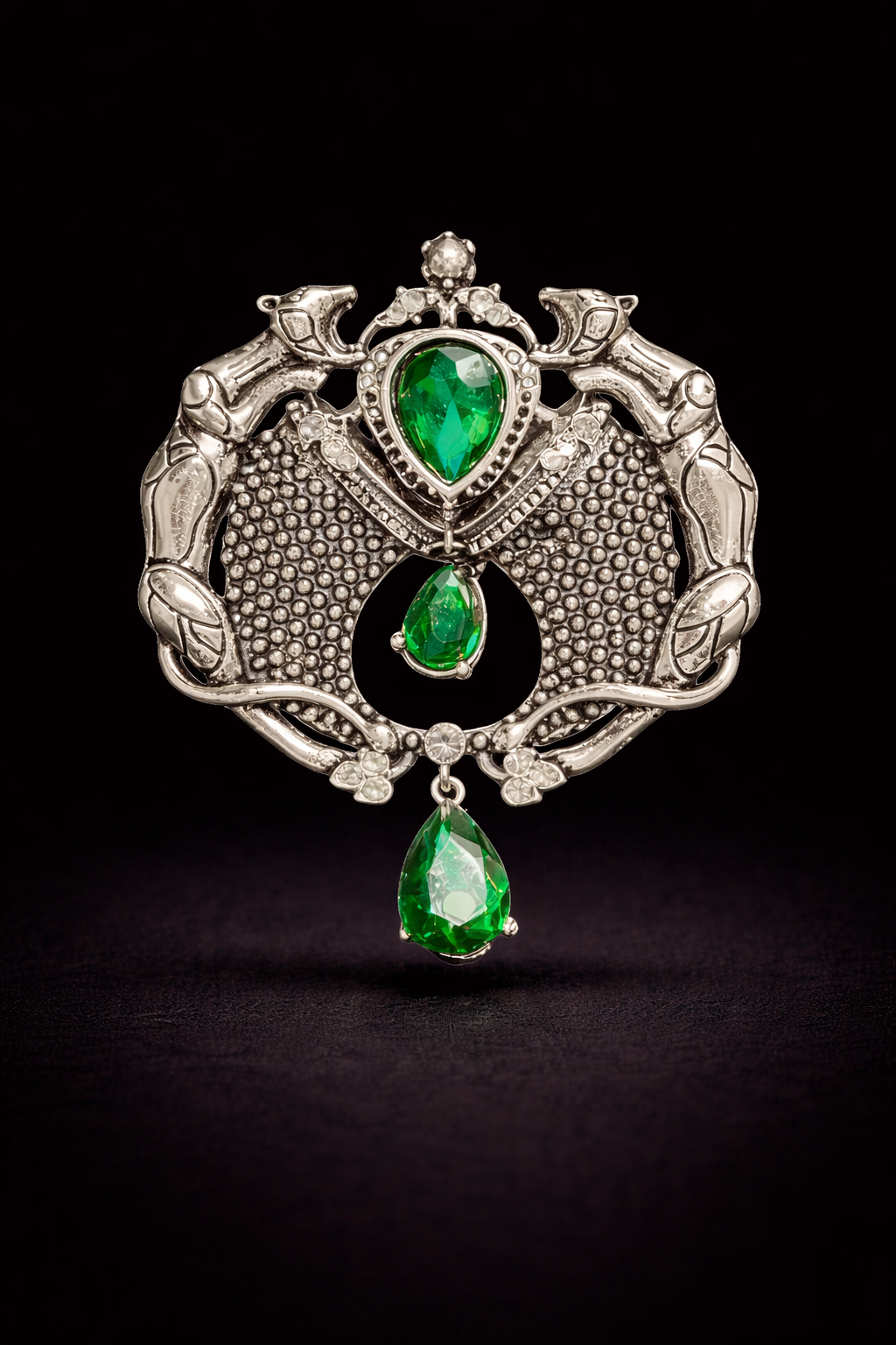 Green Crest Panther Brooch