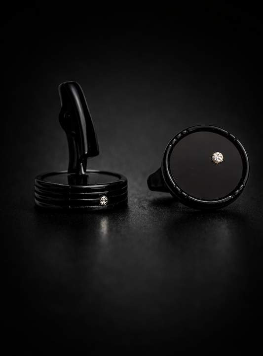 Black Crystal Brass Cufflinks