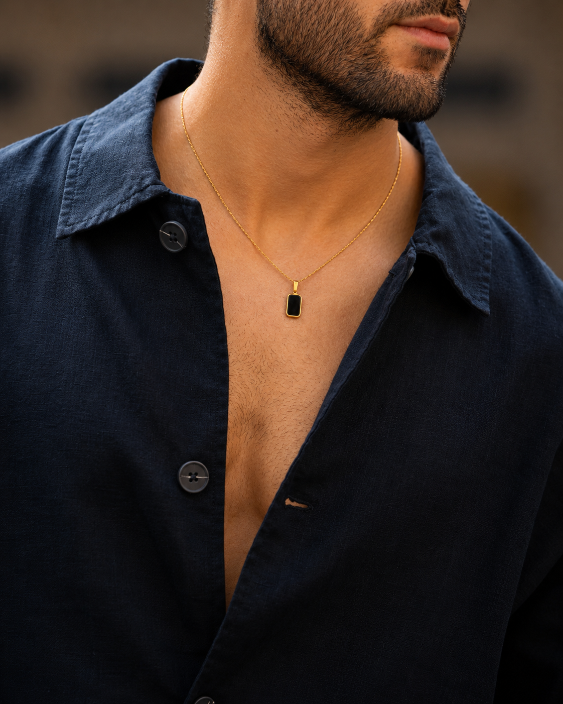 Classic Black & Gold Chain Pendant