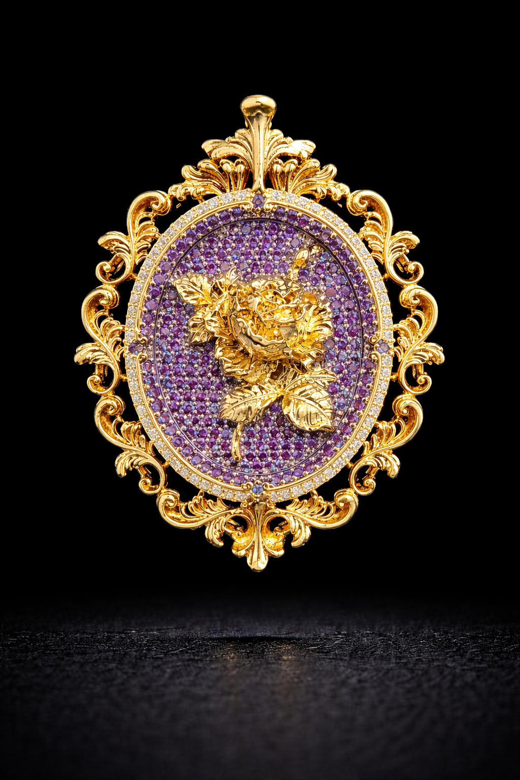 Imperial Rose Crest Magnet Brooch