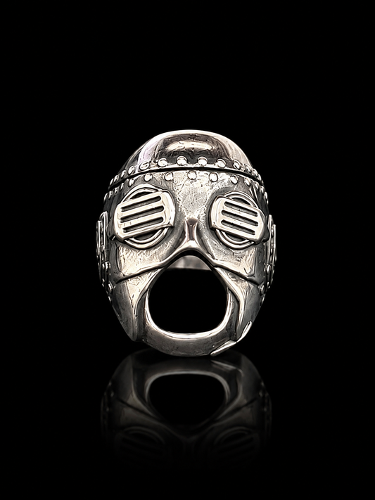 Cyberpunk Robot Face Statement Ring