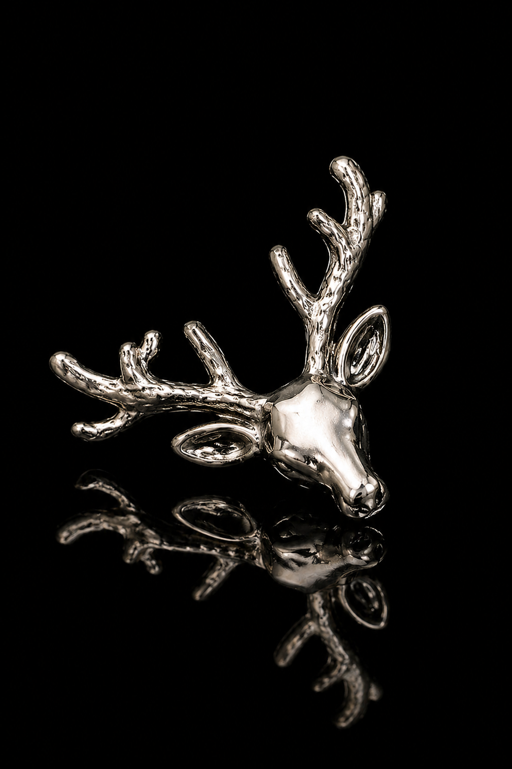 Silver Stag Head Lapel Pin
