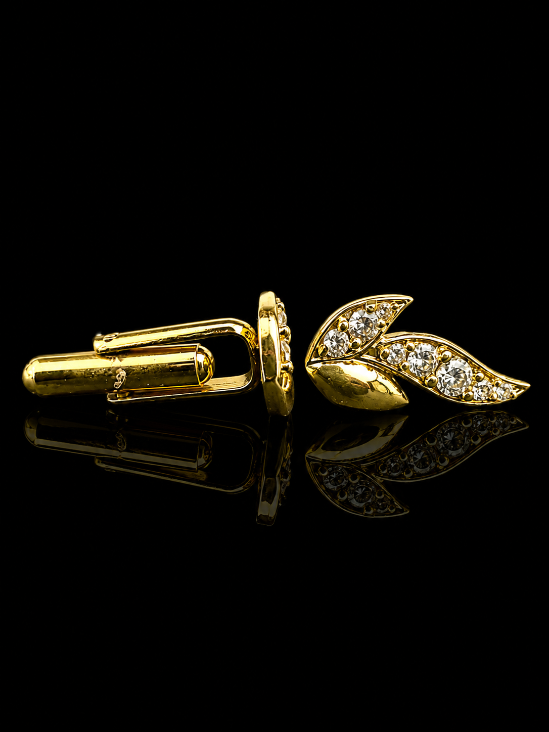 Golden Crystal Leaf Cufflinks