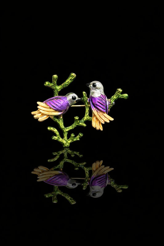 Whispering Garden Birds Brooch
