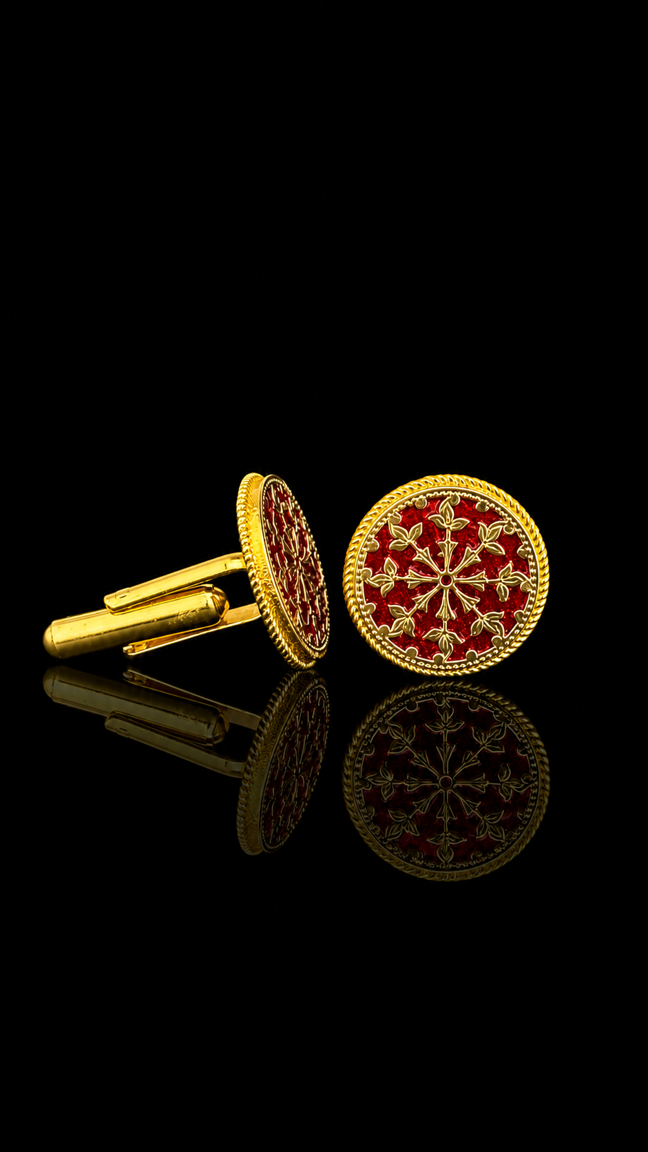 Imperial Crimson Snowflake Tewa Art Cufflinks