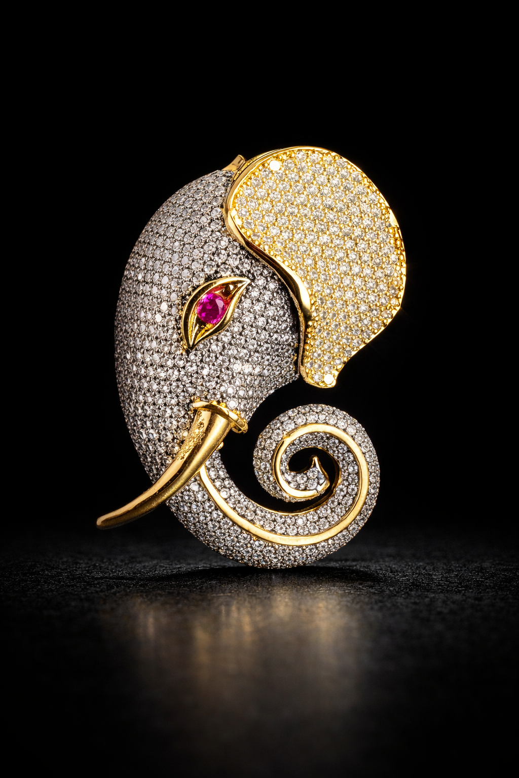 Regal Elephant Crystal Brooch