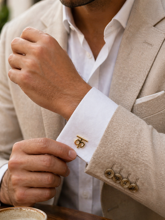 Rajputana Initial "क" Gold Cufflinks