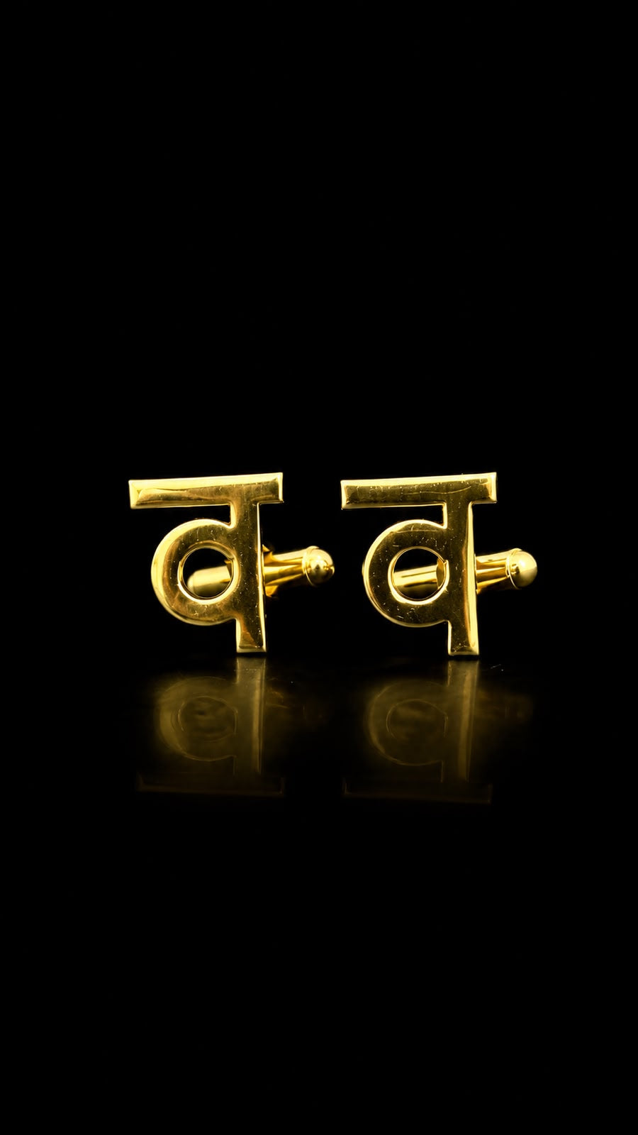 Rajputana Initial "व" Gold Cufflinks