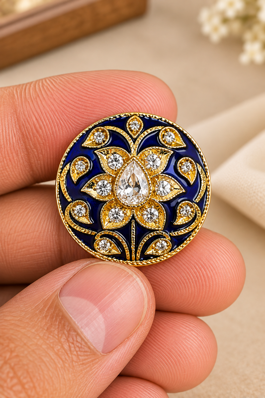 Royal Midnight Bloom Bandhgala Button