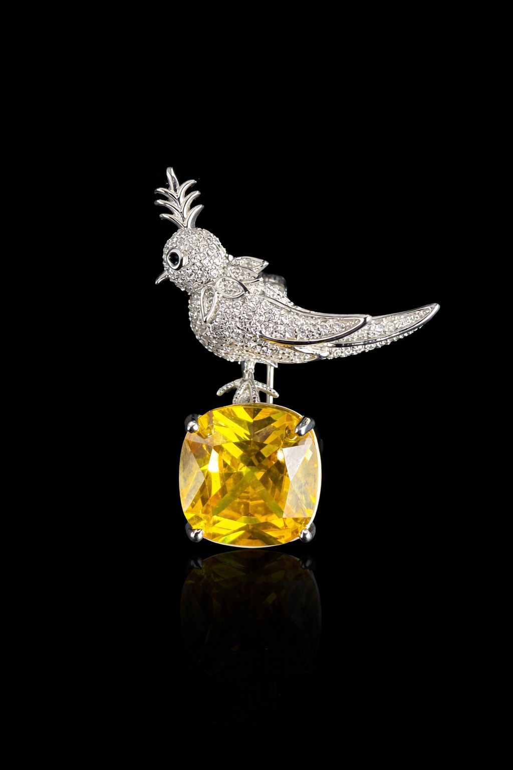 Azure Perch Bird Brooch